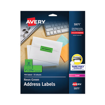 Avery® High-visibility Permanent Laser Id Labels, 1 X 2 5-8, Neon Green, 750-pack freeshipping - TVN Wholesale